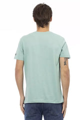 Trussardi Action Green Cotton Men’s V-Neck T-Shirt - T-Shirts