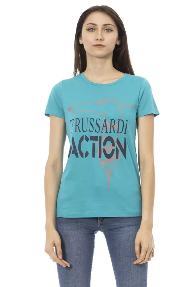 Trussardi Action Light Blue Cotton Women T-Shirt - T-Shirts