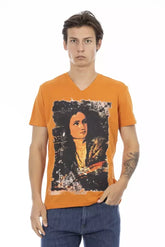 Trussardi Action Orange Cotton Men’s V-Neck T-Shirt - T-Shirts