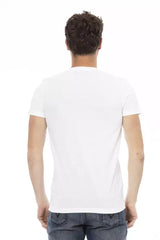 Trussardi Action White Cotton Men’s V-Neck T-Shirt - T-Shirts