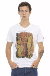 Trussardi Action White Cotton Men’s V-Neck T-Shirt - T-Shirts
