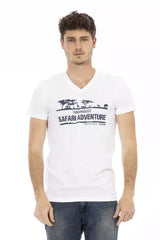 Trussardi Action White Cotton Men’s V-Neck T-Shirt - T-Shirts