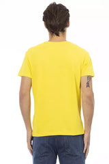 Trussardi Action Yellow Cotton Men V-Neck T-Shirt - L - T-Shirts