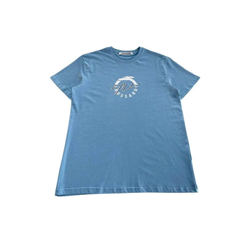 Trussardi Beachwear Light Blue Cotton Men T-Shirt - T-Shirts