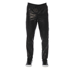 Trussardi Black Lamb Leather Men Pant - Trousers