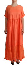 Twinset Coral Cotton Blend Short Sleeves Maxi Shift Dress - IT44 | L