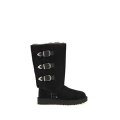 UGG Black Suede Leather Lace-Up Boots