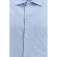 Umit Benan Blaues Seidenshirt