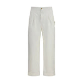 Umit Benan White Cotton Casual Pants