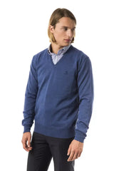 Uominitaliani Blue Merino Wool Men Sweater - S - Sweaters
