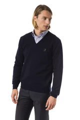 Uominitaliani Blue Merino Wool Men Sweater - Sweaters