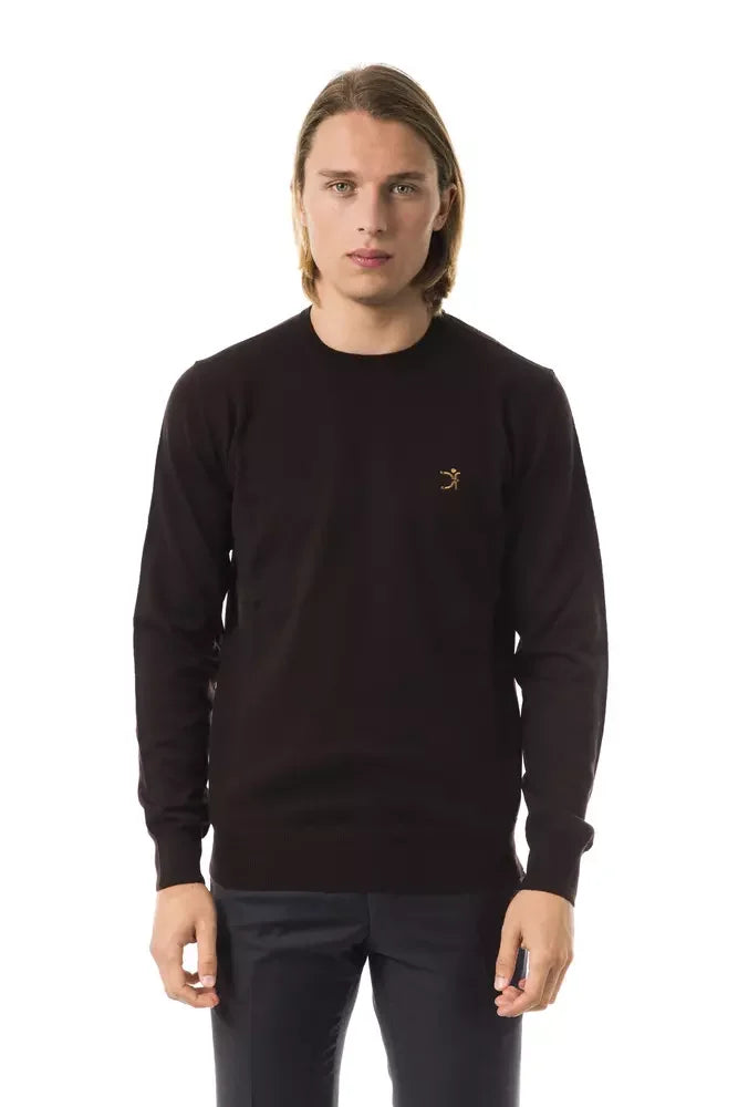 Uominitaliani Brown Merino Wool Men Sweater - Sweaters
