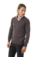 Uominitaliani Gray Merino Wool Men Sweater - Sweaters