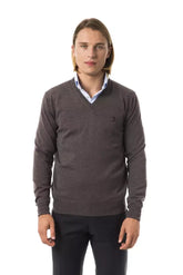 Uominitaliani Gray Merino Wool Men Sweater - Sweaters