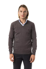 Uominitaliani Gray Merino Wool Men Sweater - Sweaters