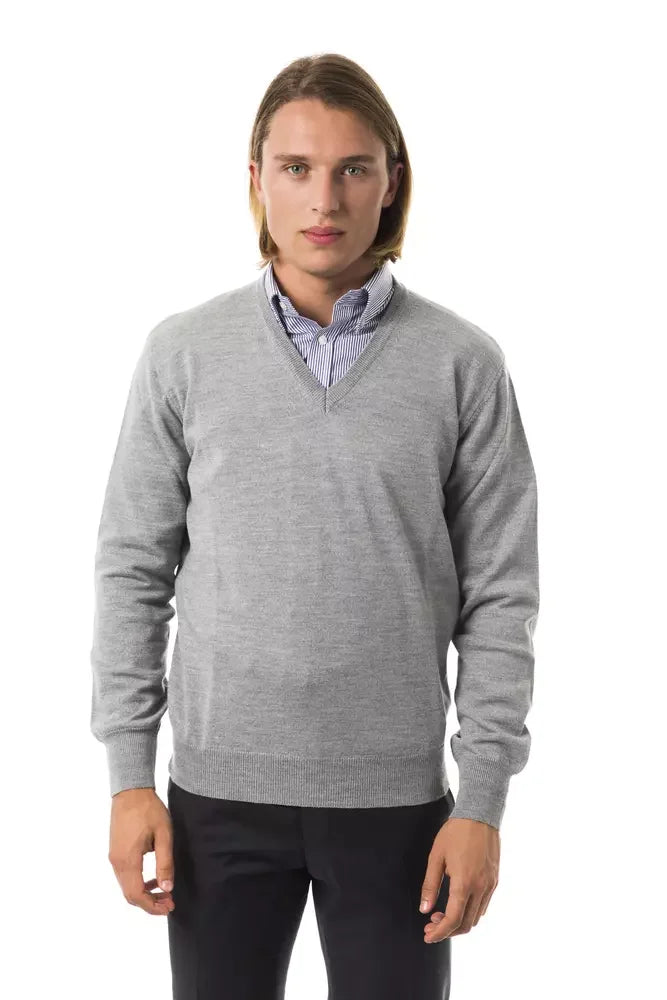 Uominitaliani Gray Wool Men Sweater - M - Sweaters