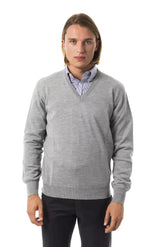 Uominitaliani Gray Wool Men Sweater - M - Sweaters