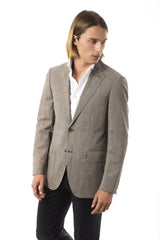 Uominitaliani Gray Wool Men’s Blazer - Sport Jackets
