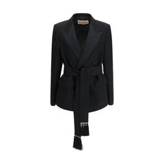 Valentino Black Fleece Wool Blazer - IT46 | S