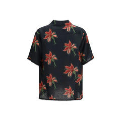 Valentino Black Linen Pattern Shirt