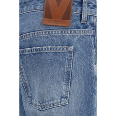 Valentino Blue Cotton Straight-Leg Jeans
