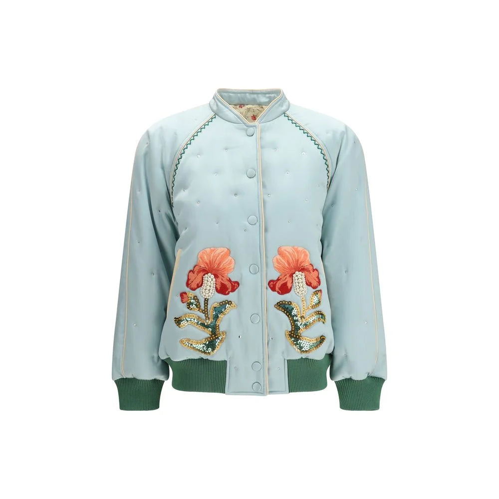 Valentino Blue Silk Bomber - IT46|XL