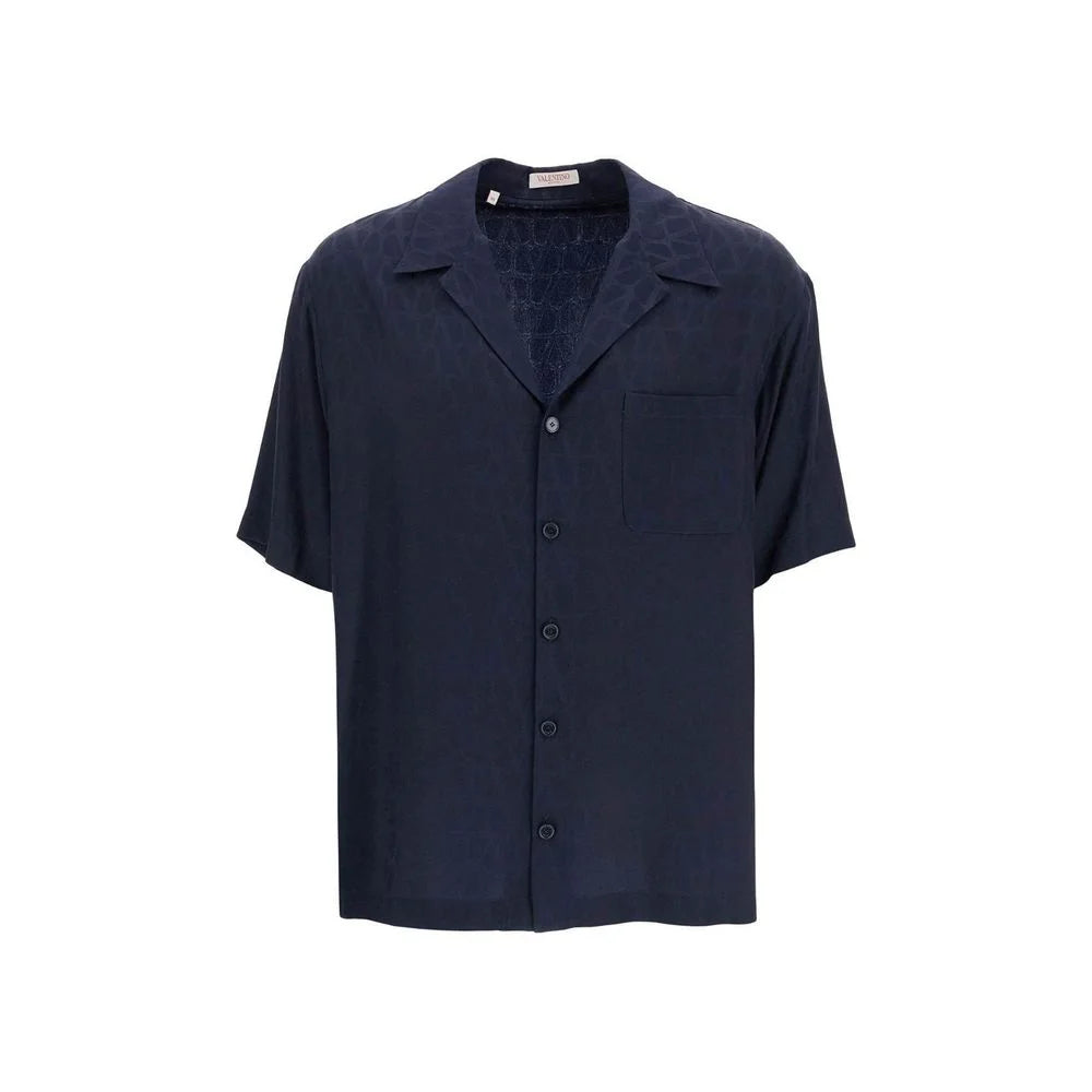 Valentino Blue Silk Pattern Shirt - IT54 | XL