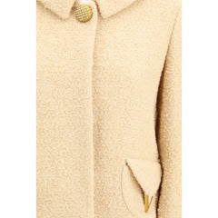 Valentino Cream Fleece Wool Coat - IT46|XL