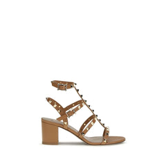 Valentino Garavani Beige Calf Leather Bos Taurus Strap-On Sandals