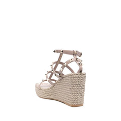 Valentino Garavani Beige Calfskin Wedge Sandals - EU41/US11