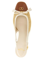 Valentino Garavani Beige Goatskin Mid Heel Pumps