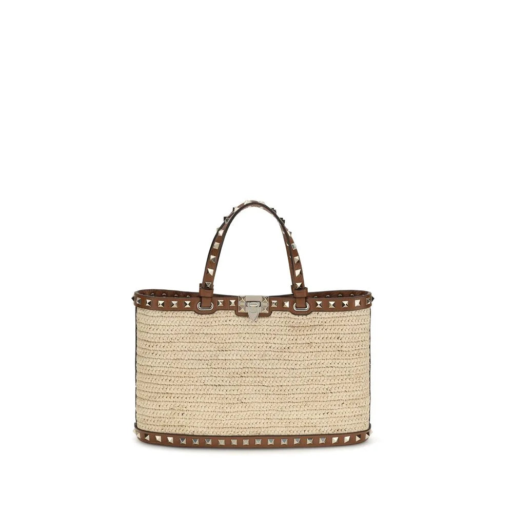 Valentino Garavani Beige Raffia Shoulder Bag