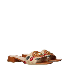 Valentino Garavani Beige Raffia Slippers - EU36/US6