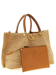 Valentino Garavani Beige Straw Tote Bag