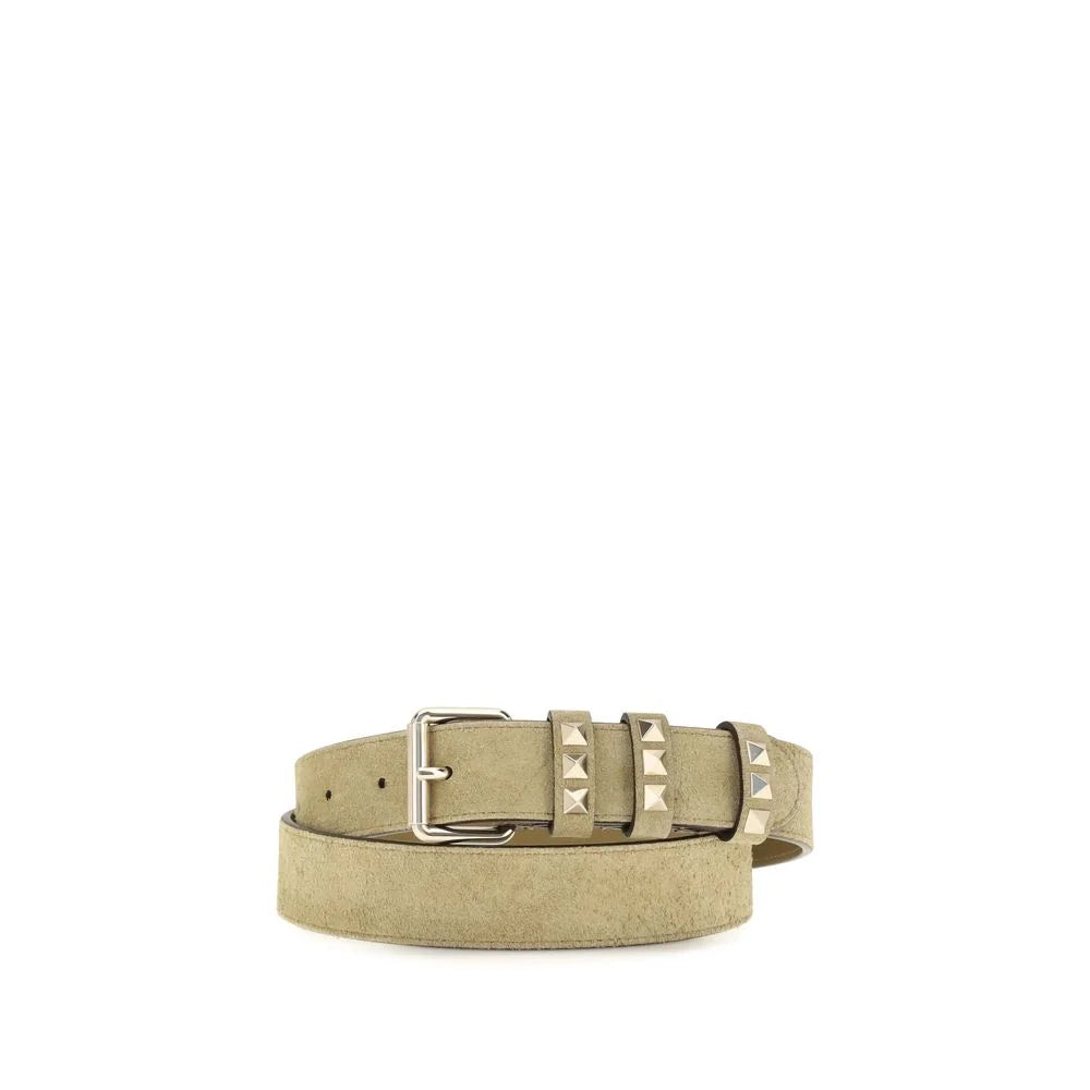 Cinturón Valentino Garavani beige de ante de cuero