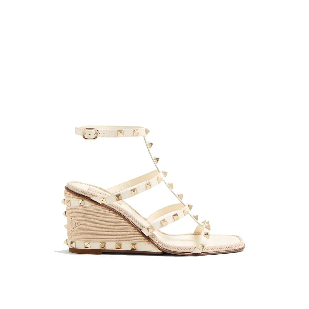 Valentino Garavani Bicolor Calfskin Wedge Sandals - EU35/US5