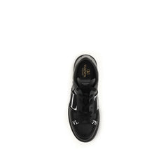 Valentino Garavani Black Calf Leather Bos Taurus Athletic Sneakers