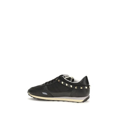 Valentino Garavani Black Calf Leather Bos Taurus Athletic Sneakers