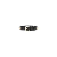 Valentino Garavani Black Calf Leather Bos Taurus Bracelet - One Size