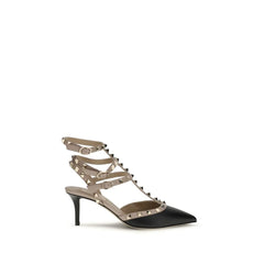 Valentino Garavani Black Calf Leather Bos Taurus Mid Heel Pumps - EU38.5/US8.5