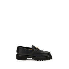 Valentino Garavani Black Calf Leather Bos Taurus Platform Loafers