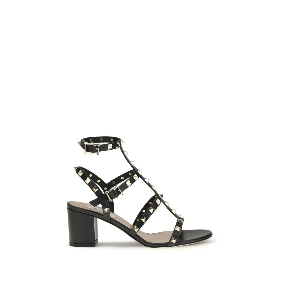 Valentino Garavani Black Calf Leather Bos Taurus Platform Sandals