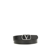 Valentino Garavani Black Calf Leather Bos Taurus Regular Belt