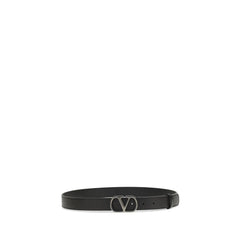 Valentino Garavani Black Calf Leather Bos Taurus Regular Belt