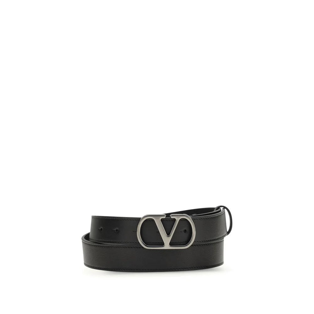 Valentino Garavani Black Calf Leather Bos Taurus Regular Belt