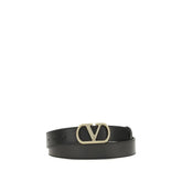 Valentino Garavani Black Calf Leather Bos Taurus Regular Belt