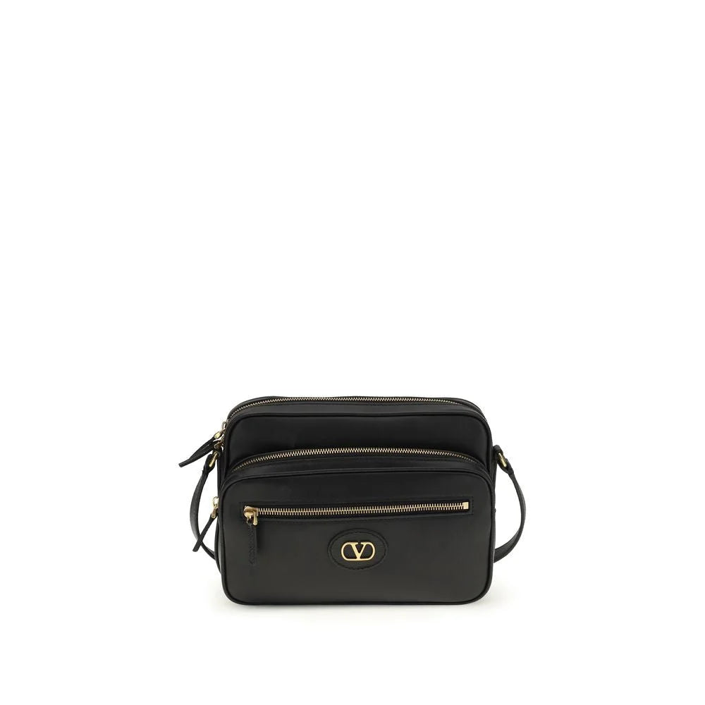 Valentino Garavani Black Calf Leather Bos Taurus Shoulder Bag
