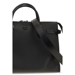Valentino Garavani Black Calf Leather Bos Taurus Shoulder Bag
