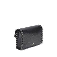 Valentino Garavani Black Calf Leather Bos Taurus Shoulder Bag