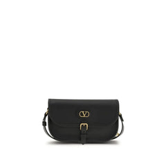 Valentino Garavani Black Calf Leather Bos Taurus Shoulder Bag